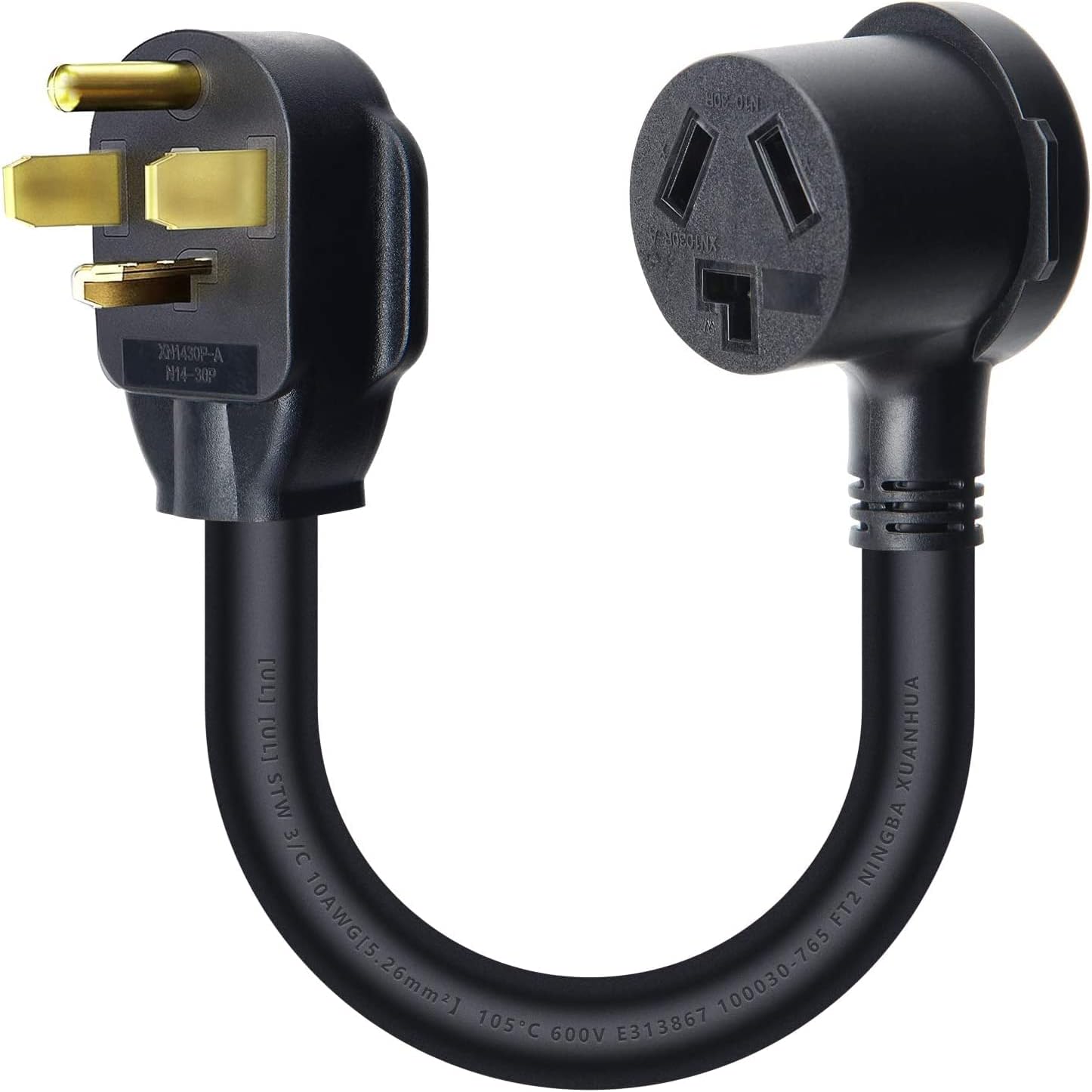 Flаѕh Sаlе HZXVOGEN Dryer Plug Adapter Cord 1.5FT 4 Prong to 3 Prong NEMA 14-30P Male to 10-30R Female Heavy Duty 10AWG 500V 30A 105℃ Adapter Connector for Welding Dryer EV Charger Home Electronics