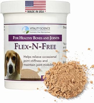 Vitality Science Flex N Free for Dogs | Promotes Healthy Bones & Joints | Relieves Stiffness | Maintains Joint Mobility | Reduces Inflammation | Builds Bone Tissue | 100% Safe & Natural 220g
