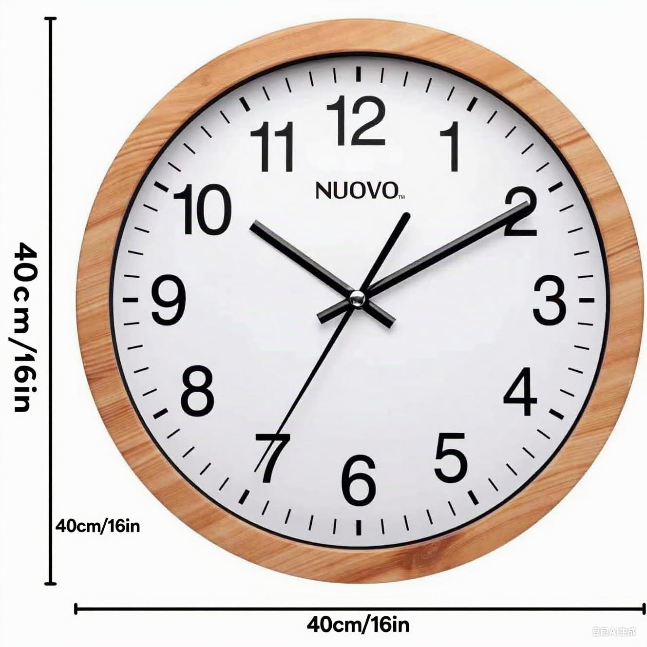 NUOVO Reloj de pared redondo de grano de madera de 40 cm (40 cm)