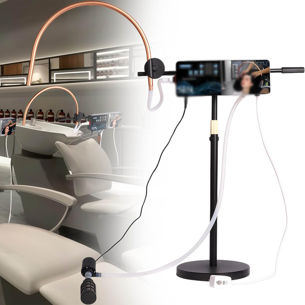 Attrezzatura Portatile Trattamenti Capelli con Pompa Centralina Controllo, Struttura Autoportante Circolazione dell'Acqua per Saloni Bellezza Domestico, Altezza Angolazione Regolabili