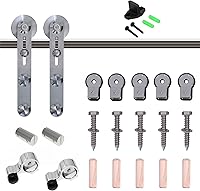 Vista 91 de TSMST Kit de herrajes para puerta corrediza de granero de 6 pies, riel de acero inoxidable de servicio pesado resistente con montaje superior