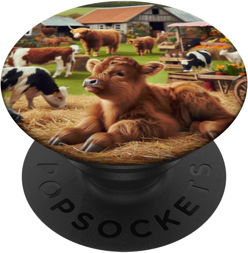 Highland cow design for farmers and highland cow PopSockets MagSafe PopGrip for iPhone