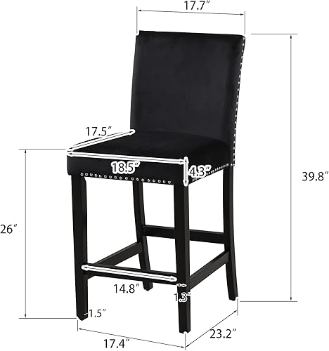 Miniatura 3 de ERDAYE Juego de 5 piezas de altura de mostrador con 1 mesa de mármol sintético y 4 sillas de asiento tapizadas de terciopelo para el hogar, cocina,