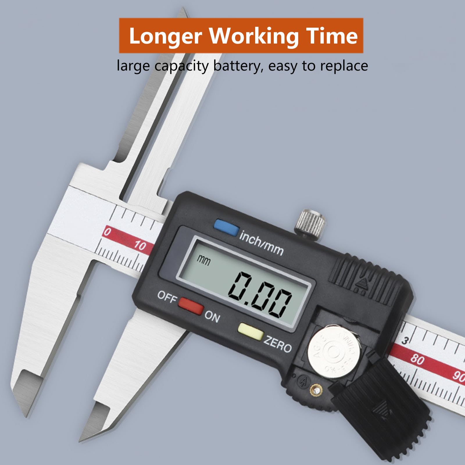 Calibre Digital de Mandíbula Superior Larga, Pie de Rey Digital de Acero Inoxidable, Alta Precisión Electrónico Vernier Caliper con Pantalla LCD, Conversión de Pulgada/Métrica,150mm/6in