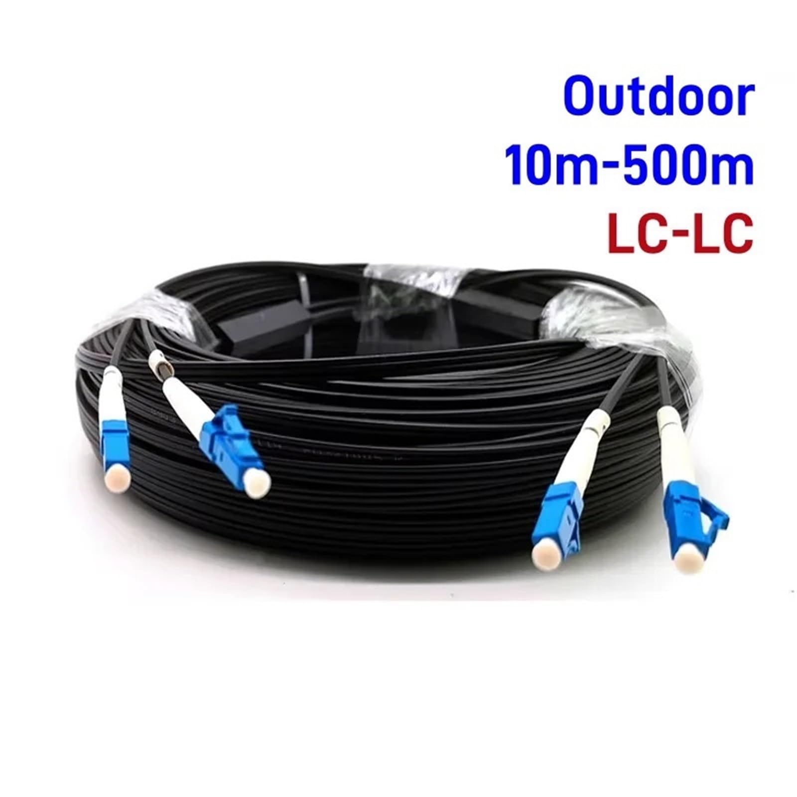 Câble de raccordement à fibre optique extérieur LC-LC Singlemode FTTH G652D 2-fils 3 fils d'acier 100 m 150 m 10 m - 500 m (100 m, noir)