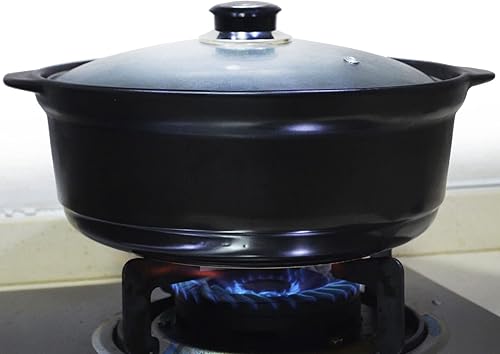 Miniatura 6 de Cacerola con tapa de 3 cuartos de galón grande de cerámica profunda tapa de vidrio transparente doble asas para el hogar cocina