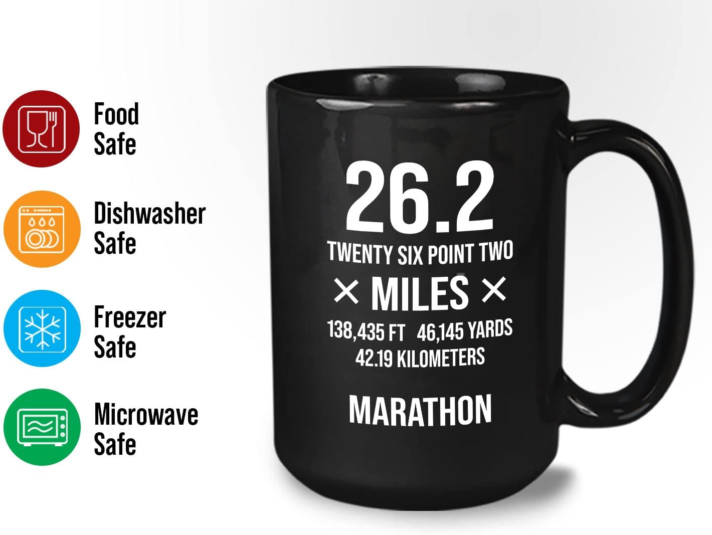Bubble Hugs Runner Coffee Mug 15oz Black - Twenty Six Point Two Miles - Runner Marathon 26.2 Miles Math Enthusiast Math Teacher Coach Trail Running Buddy