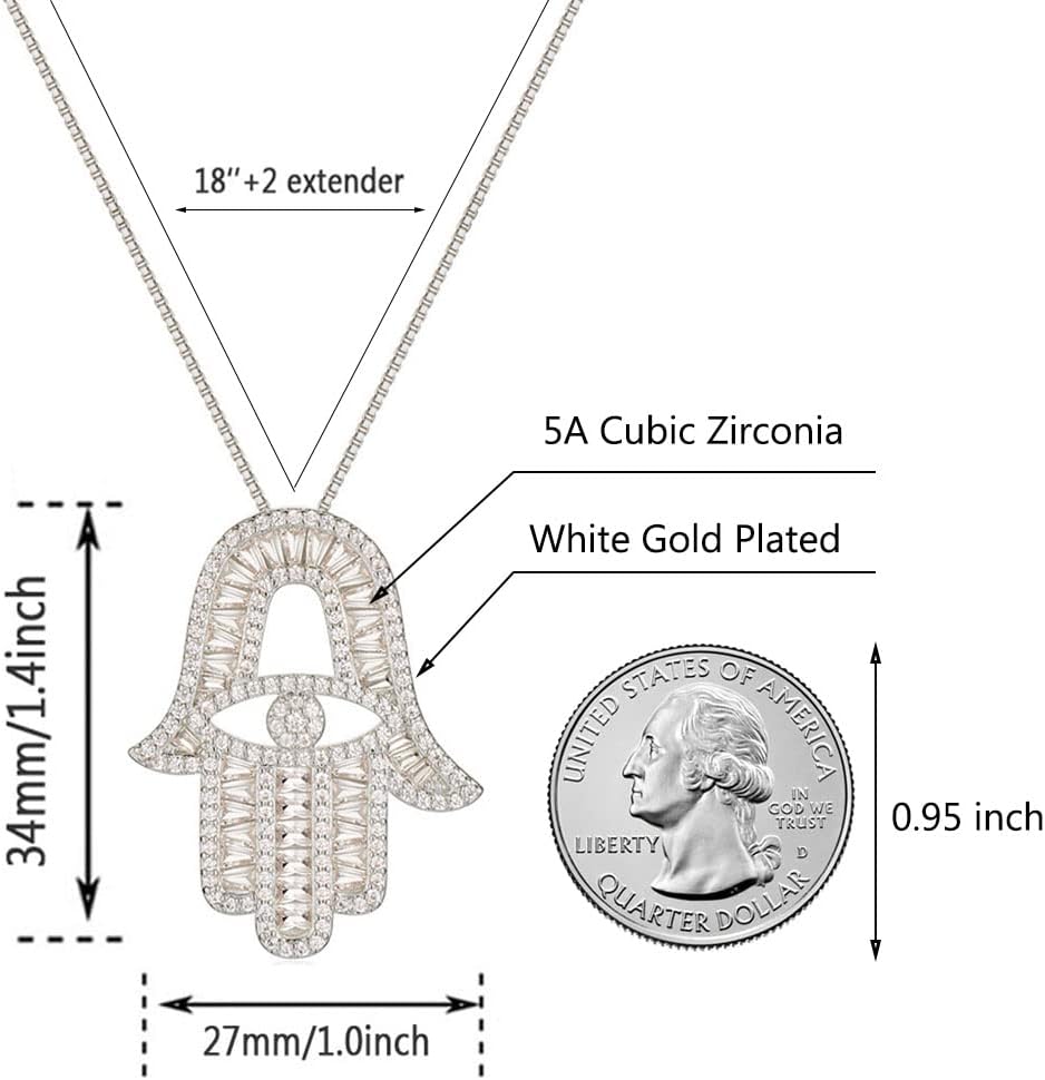 Evil Eye Hamsa Necklace for Women Hamsa Hand Necklace Good Luck Charm Fatima 14k Gold Hamsa Hand Pendan - Image 2