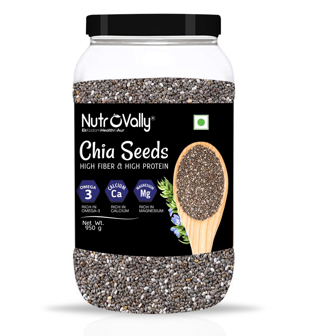 NutroVally Chia Seeds 950gm- Raw Chia Seeds | Organic Chia | Seeds For Eating | Diet Snacks | Chia Seeds for Weight Loss | High Protein Seeds | Rich in Omega 3 (950 g Pack of 1) (B0CPBY8WV8) Amazon Price History, Amazon Price Tracker