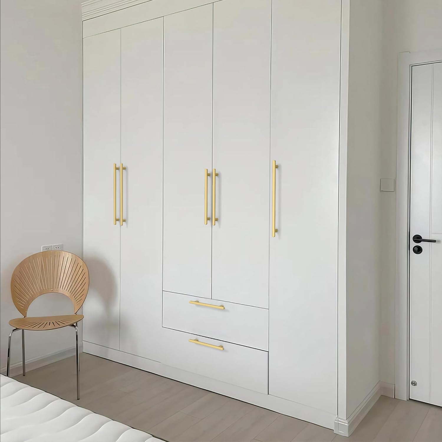 10 Pack 3.75 Inch(96mm) Kitchen Cabinet Handles Brushed Gold Cabinet Pulls Kitchen Cabinet Hardware Drawer Pulls for Cupboard Wardrobe