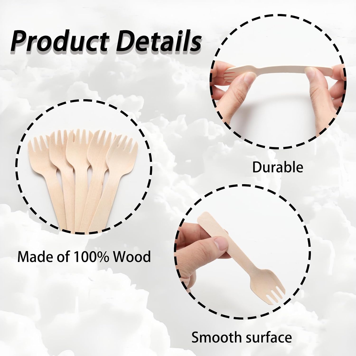 200 Pcs 4 Inch Mini Wooden Sporks Disposable Small Birchwood Fork Spoon 2-in-1 Utensil for Party Camping Trips Picnics