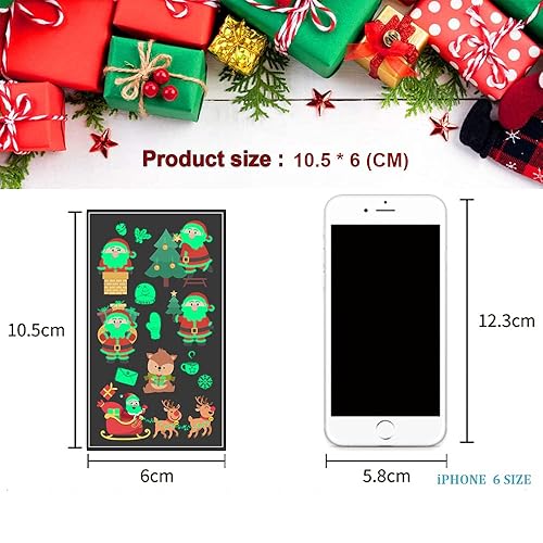 Miniatura 6 de Tatuajes de Navidad para niños, tatuajes temporales luminosos, 400 calcomanías impermeables de Navidad, tatuajes falsos que brillan en la oscuridad,