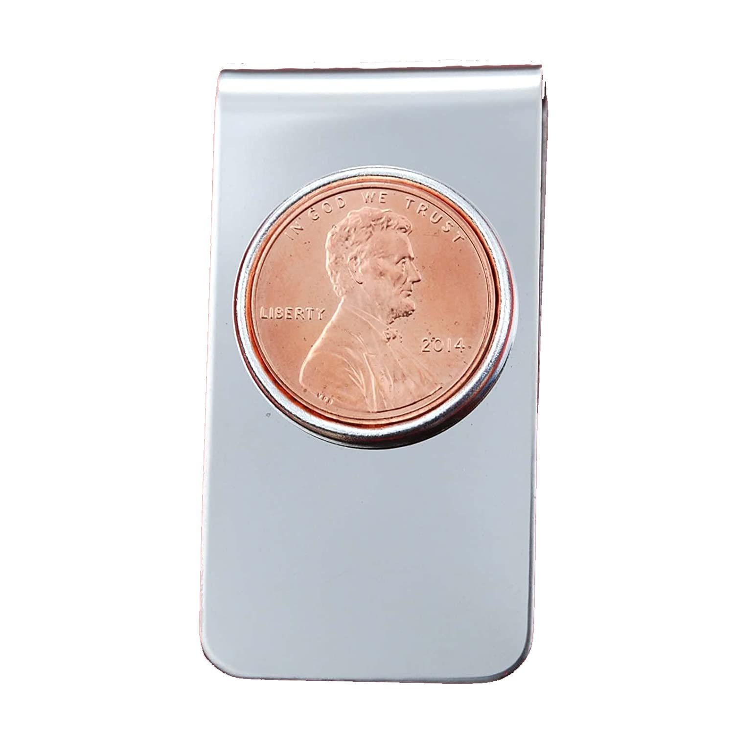 US 2014 Lincoln Small Cent BU Uncirculated Coin Stainless Steel Money Clip NEW - Lucky Penny