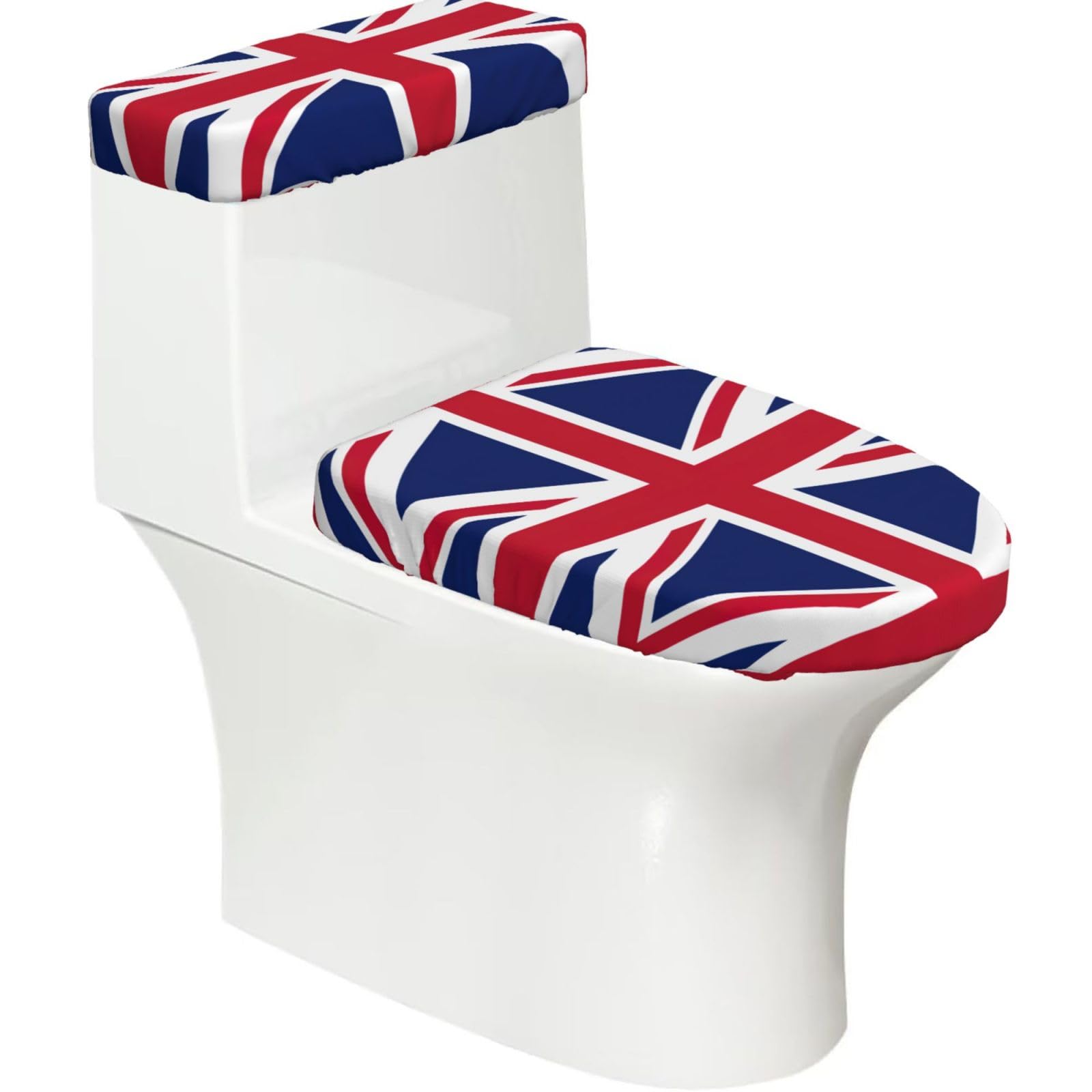 British Flag Print Bathroom Decor Toilet Lid Cover And Tank Covers, Restroom Accessories Fits Most Round