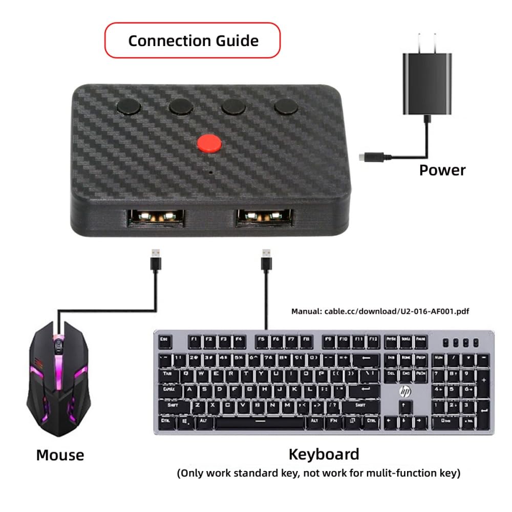 cablecc Convertitore Bluetooth (BT) 2.4G con ricevitore di tipo C, alimentazione USB, tastiera e mouse cablati, convertibili in wireless per laptop, tablet e telefono.