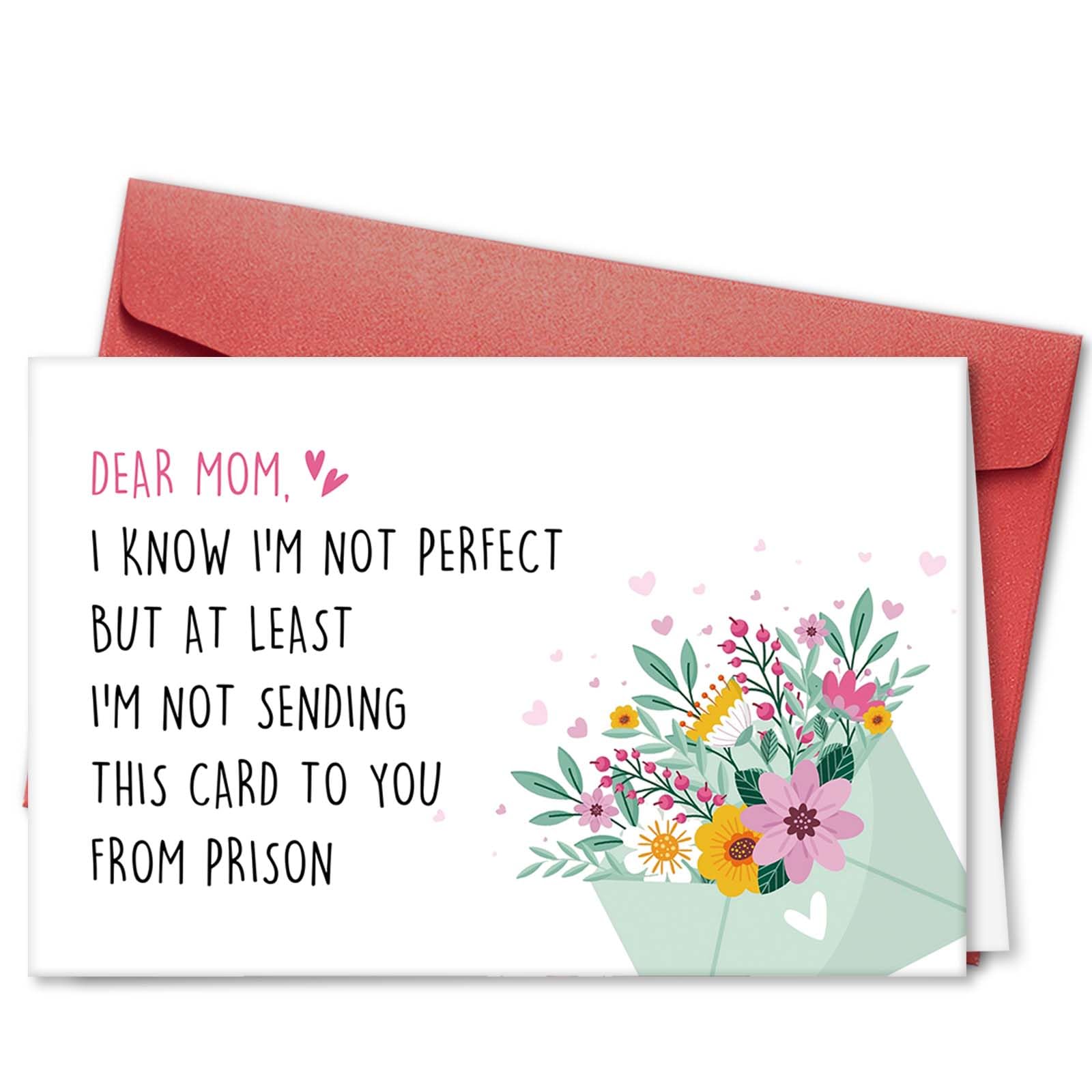 Photo 1 of **7 different Mother's Day cards**hvdler Humorous Mother’s Day Card for Mom, Jokey Mother Birthday Card, Funny Mothers Day Card from Daughter Son, At Least Not From Prison