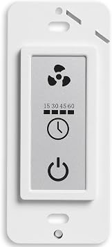 Homewerks 7150-11 Bathroom Fan LCD Control Switch with Fan Timer for 2-Function Switch