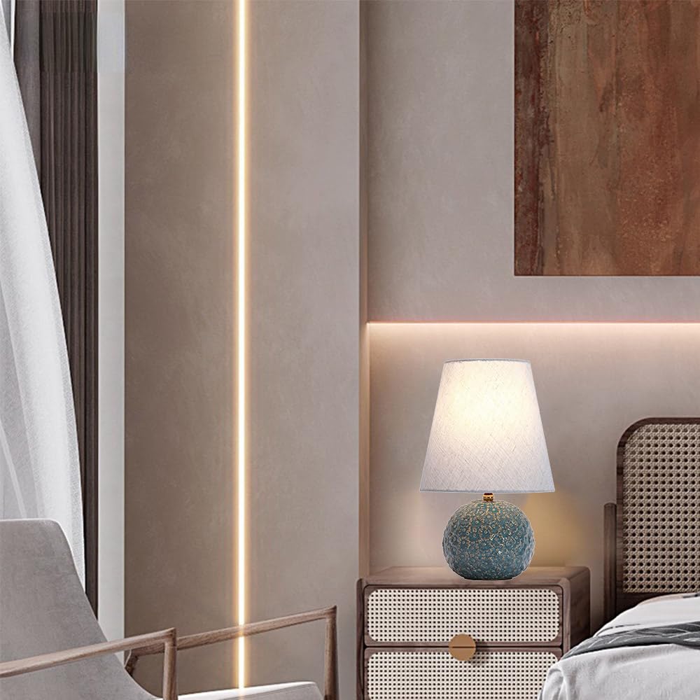 Mengjay E27 Lampada da Notte Lampada da Tavolo,Lampada da tavolo salotto lampada,Ceramica Lampada da scrivania Lampada da comodino per camera da letto soggiorno illuminazione decorativa (C)