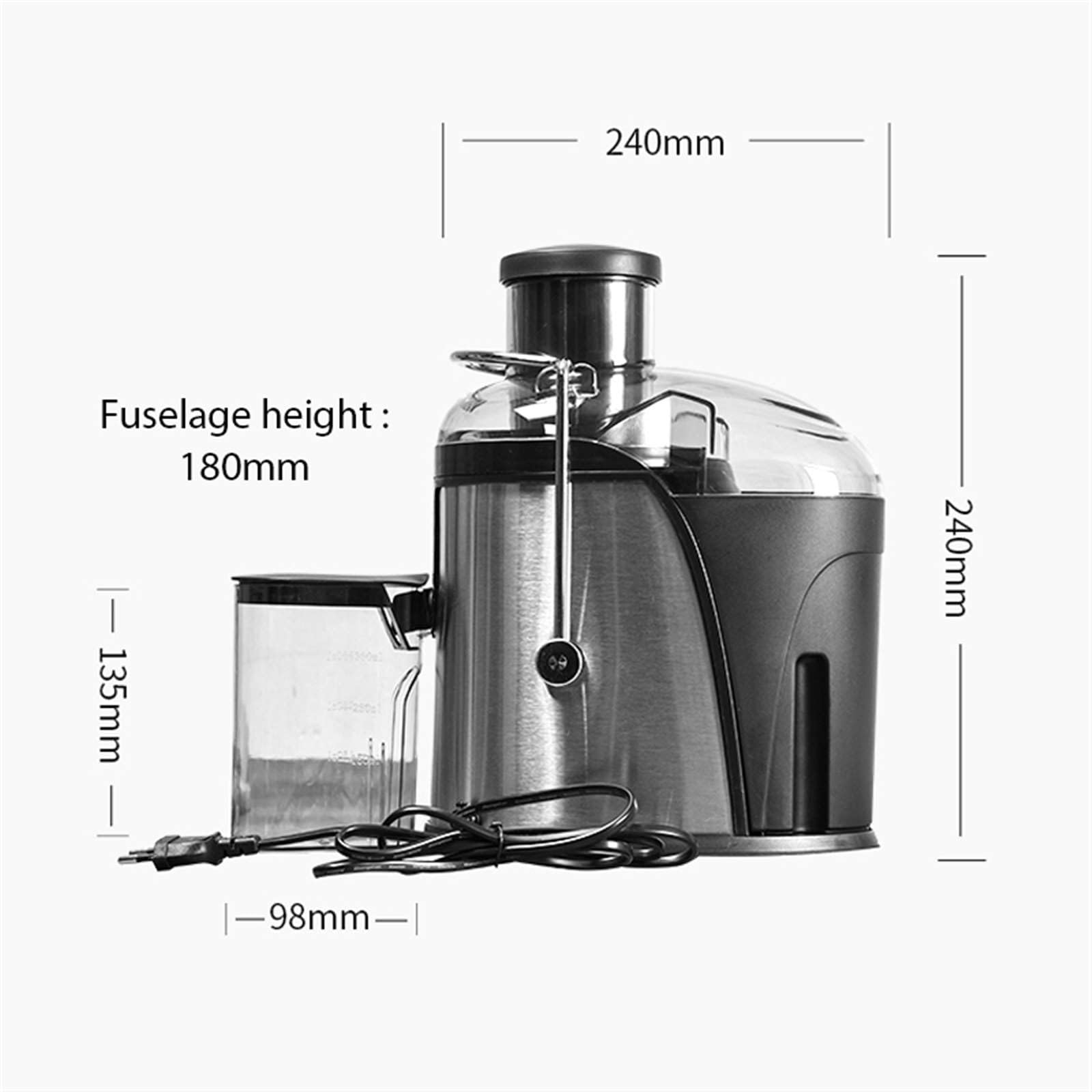 Centrifugadora extractor de zumo, para frutas y verduras, contenedor de pulpa de 1,5 l y recipiente de jugo de 400 ml, 22000 rpm, 2 ajustes, con cepillo de limpieza, fácil de limpiar, sin Bpa (A)
