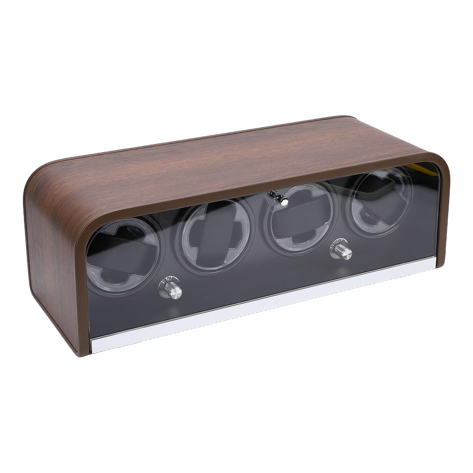 Automatischer Uhrenbeweger für 4 Mechanische Uhren, Leise Präsentationsbox mit LED-Licht, Aufbewahrungsbox für Uhrenstreuer in Holzoptik für Zuhause, Optimale Zeitmessung