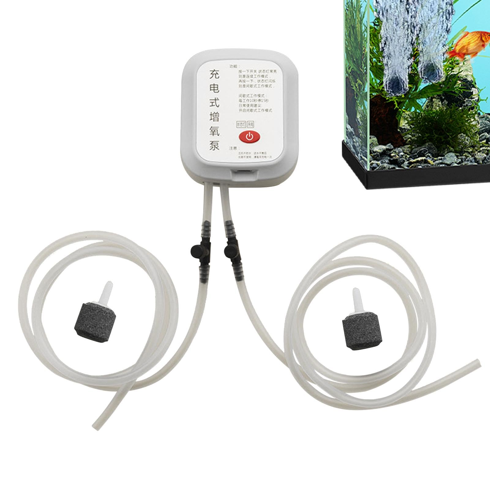 Fish Tank USB Pump | Rechargeable USB Oxygen Pump for Fish Tank,Freshwater and Saltwater Low Noise Air Pump with Long Battery Life for Fish Transportation, Aquarium