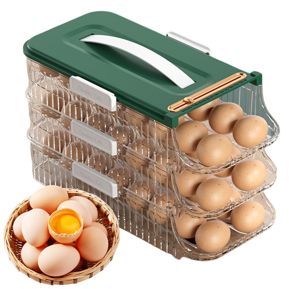 Bandeja de huevos rodante automática, estante de almacenamiento para la cocina que ahorra espacio