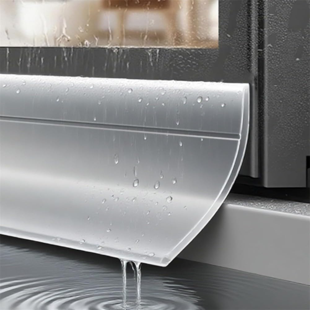 Barriera antipioggia autoadesiva, 300 cm, deflettore antipioggia in gomma flessibile con larghezza 35 mm per porte e casa, trasparente (nero)