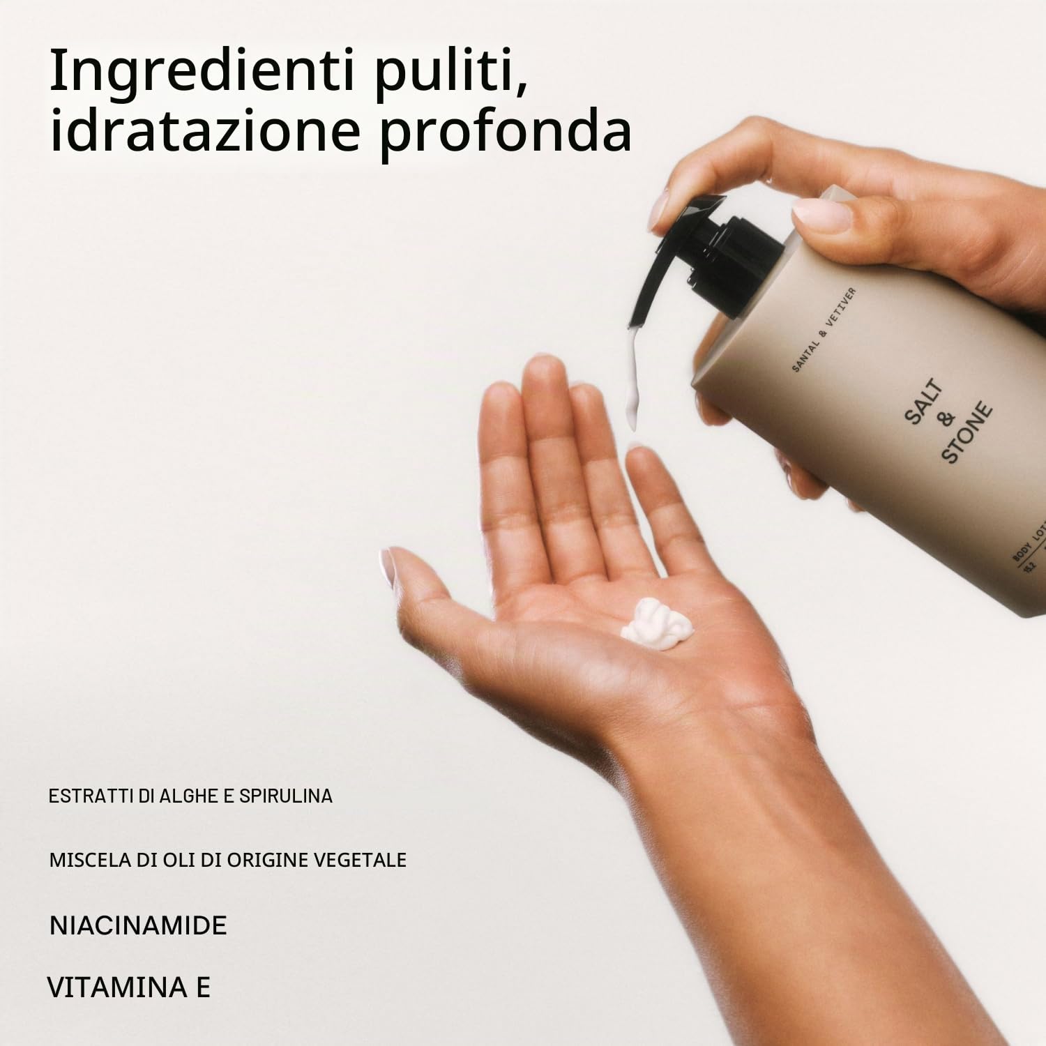 Salt & Stone Lozione Corpo Per Donna E Uomo | Lozione Per Il Corpo Profumata Per Uso Quotidiano | Idrata, Nutre E Ammorbidisce La Pelle | Ripara La Pelle Secca | Rapido Assorbimento | Vegano E Cruelty