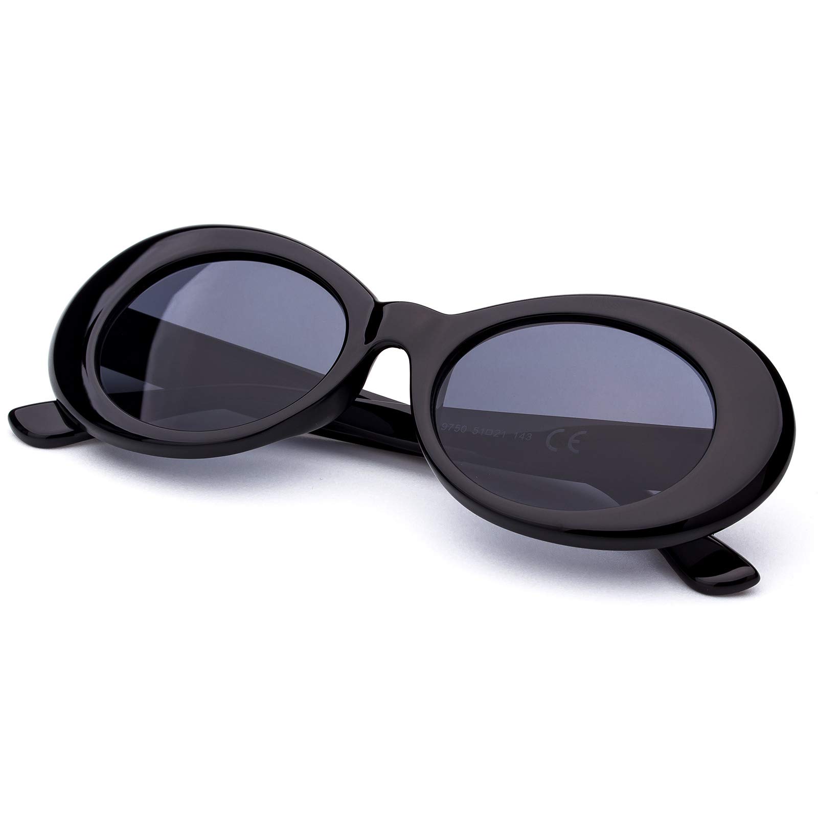 COLOSSEIN Men Women Oval Sunglasses Clout Goggles Thick Frame Kurt Cobain Retro Eyewear