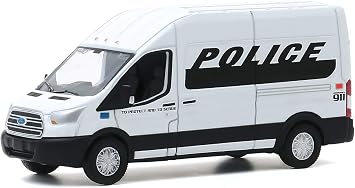 2019 Ford Transit Van Police, White and Black - Greenlight 53010D/48-1/64 Scale Diecast Model Toy Car