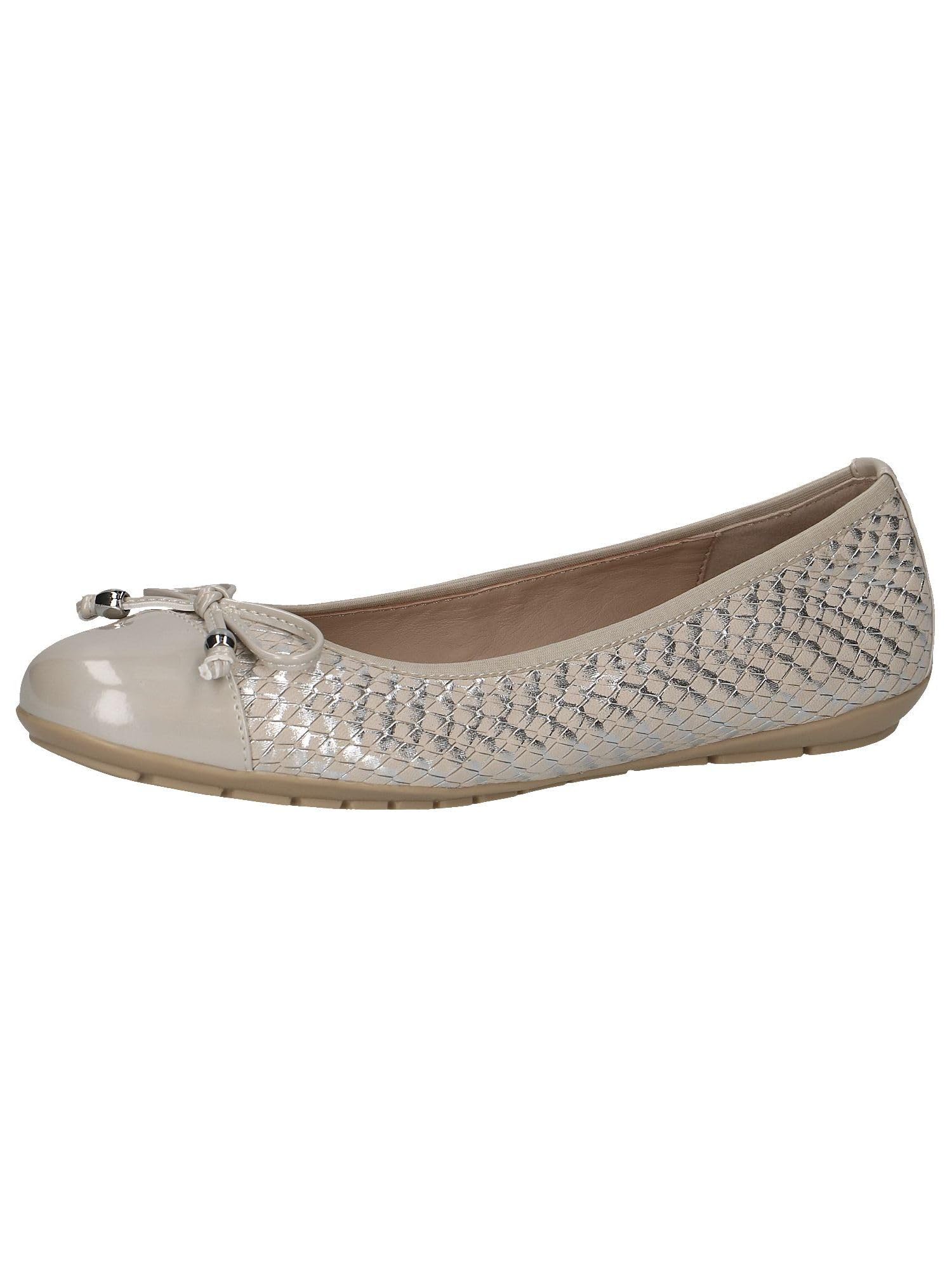 Caprice Women Ballet Flats Leather with Patent Finish, Gray (Lt.Grey Comb), 5 UK