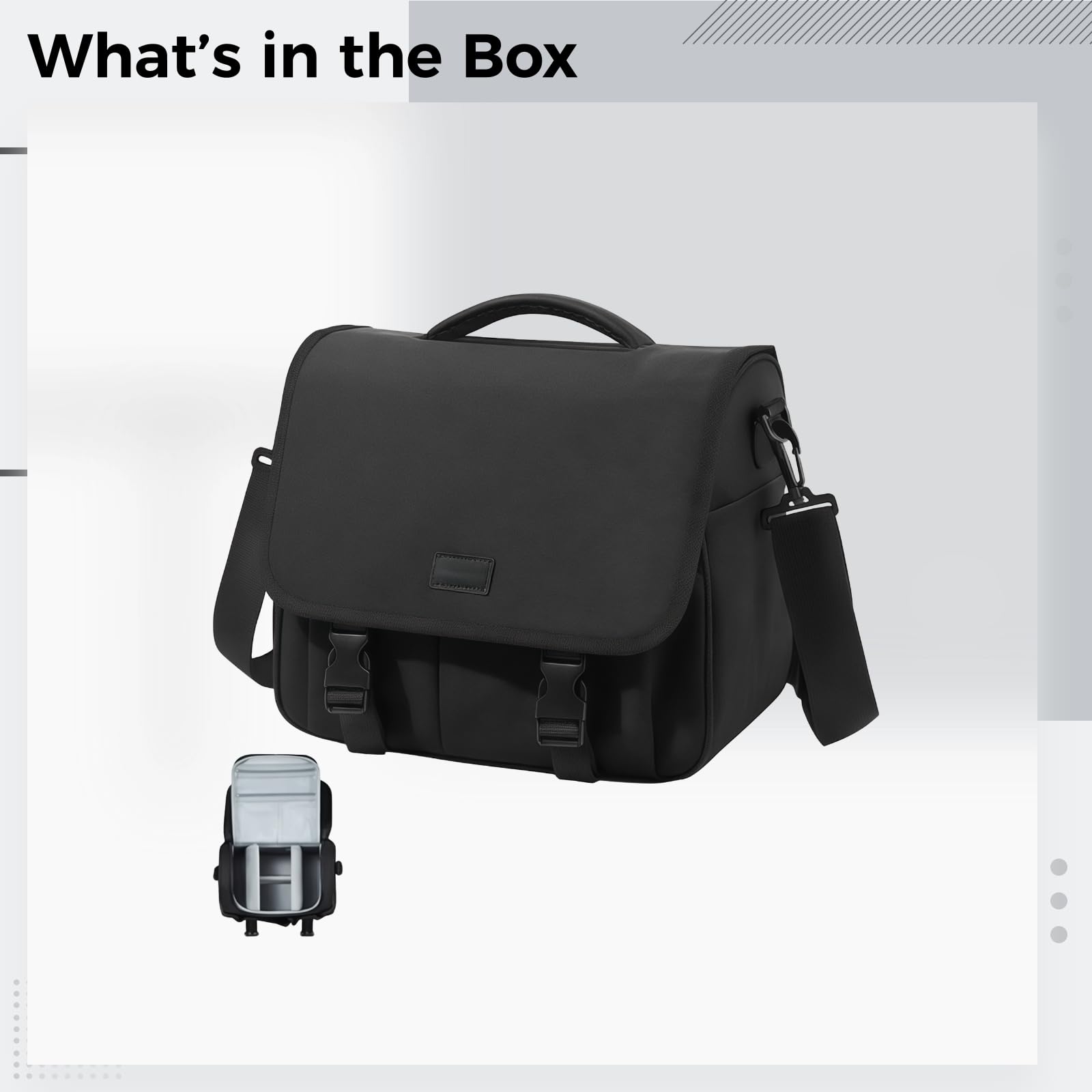 Grande borsa per fotocamera DSLR, in tessuto Oxford, con tracolla regolabile, scomparti multipli per obiettivi di fotocamera, adatta per Fuji X, EM e altro