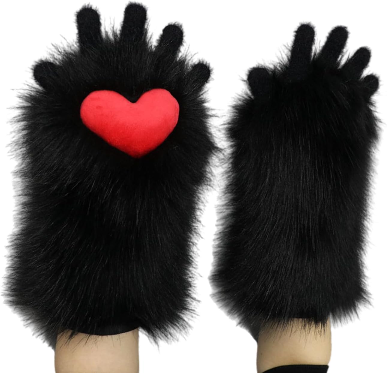 Halloween Cosplay Cats Paw Shape Glove Half Finger Mitten Cute Carnivals Outdoor Plush for Boy Girls Cosplay for Fingerl