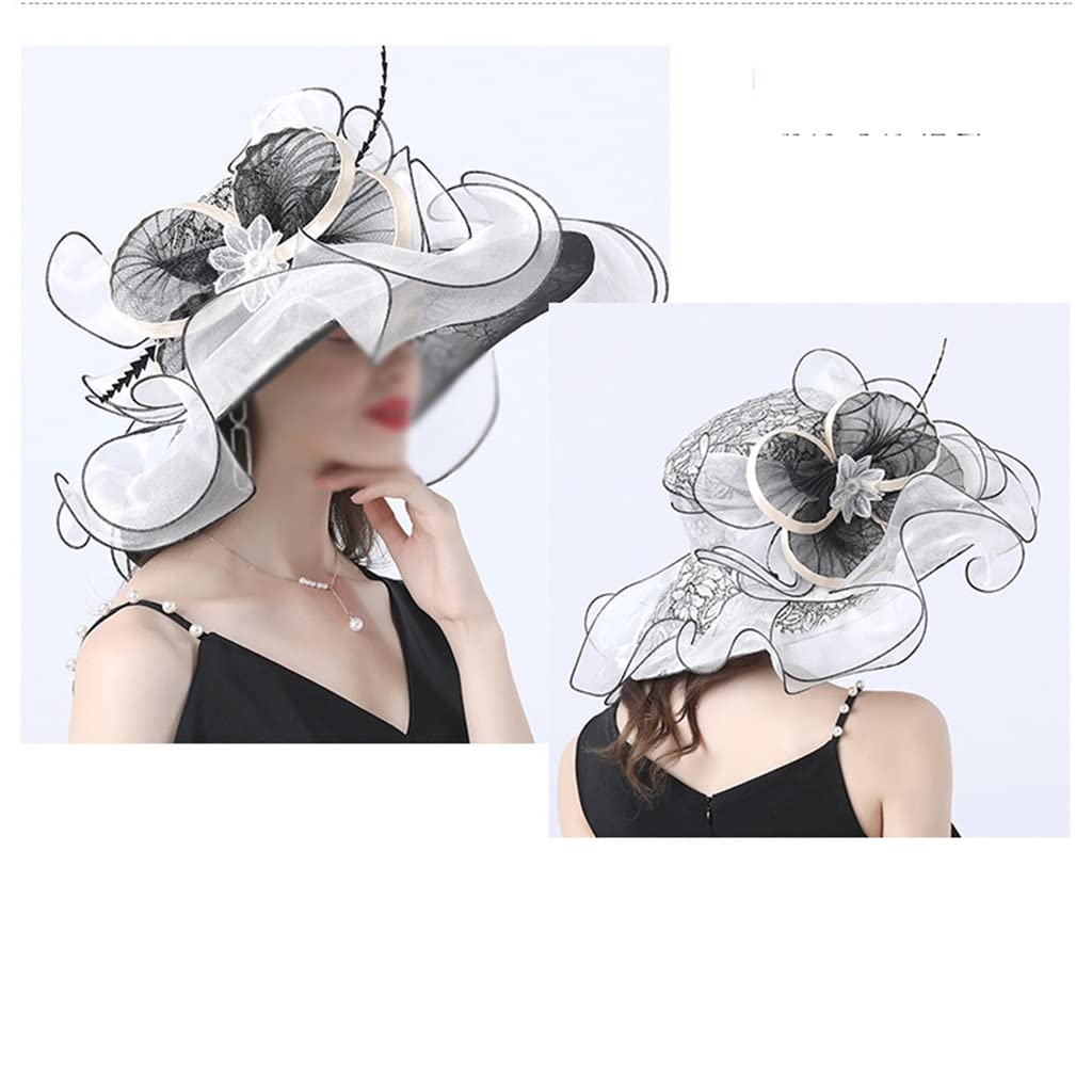 Cappello da Donna con Cornice Estiva in Pizzo Riccio Casual Cappello Parasole per Appuntamenti con Temperamento per Feste