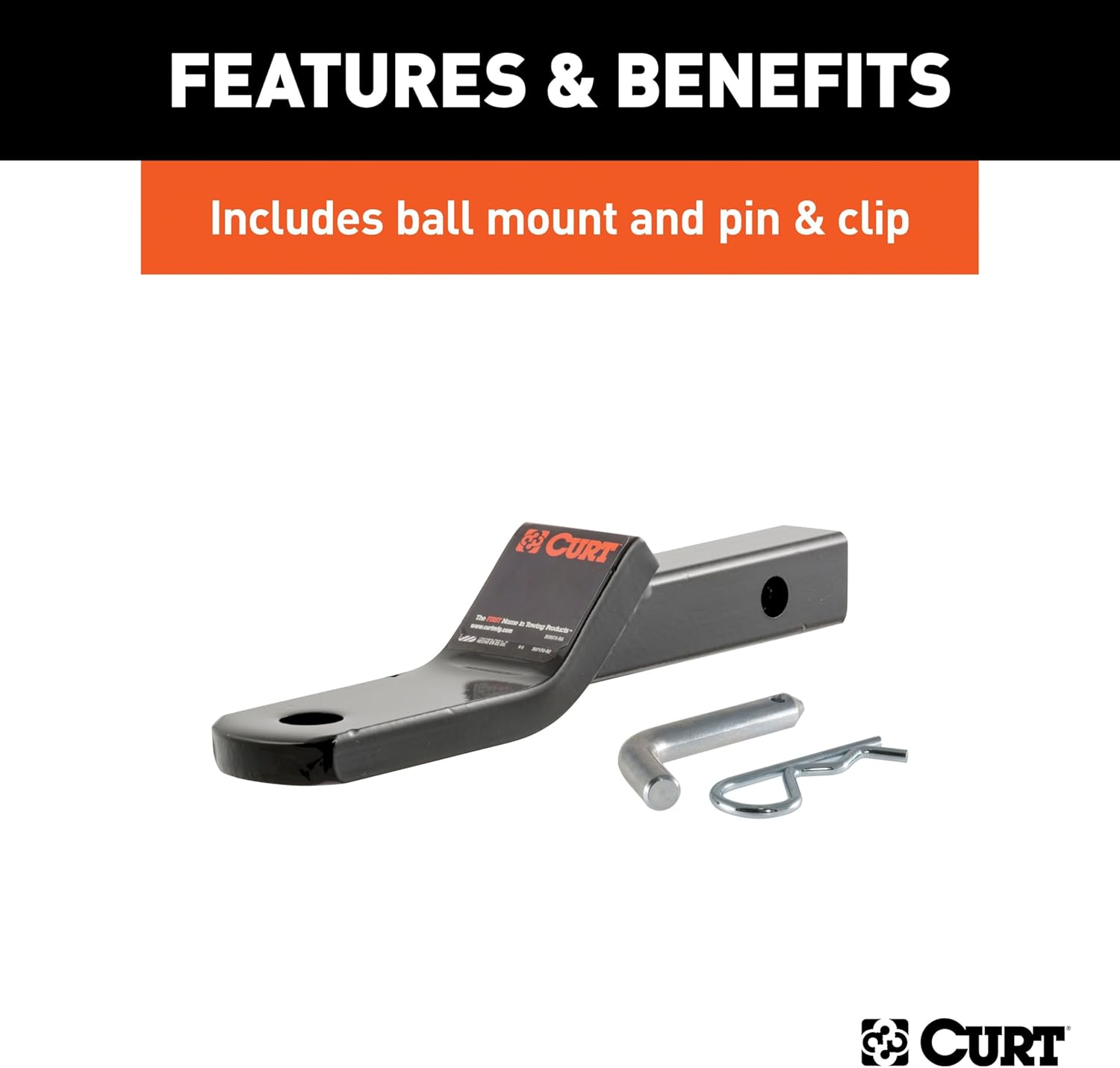 Curt Manufacturing 122933 Class 2 Trailer Hitch with Old-Style Ball Mount Pin and Clip