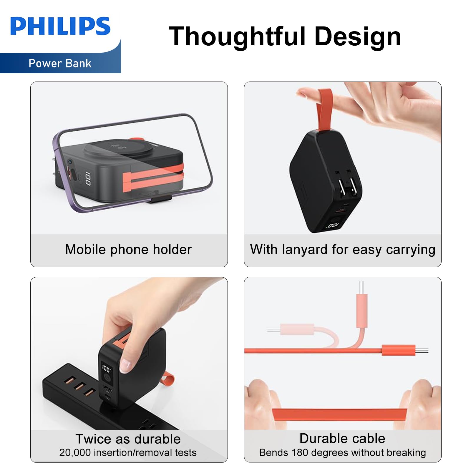 PHILIPS Power Bank Wireless 10000mAh 22.5W Powerbank Built-in