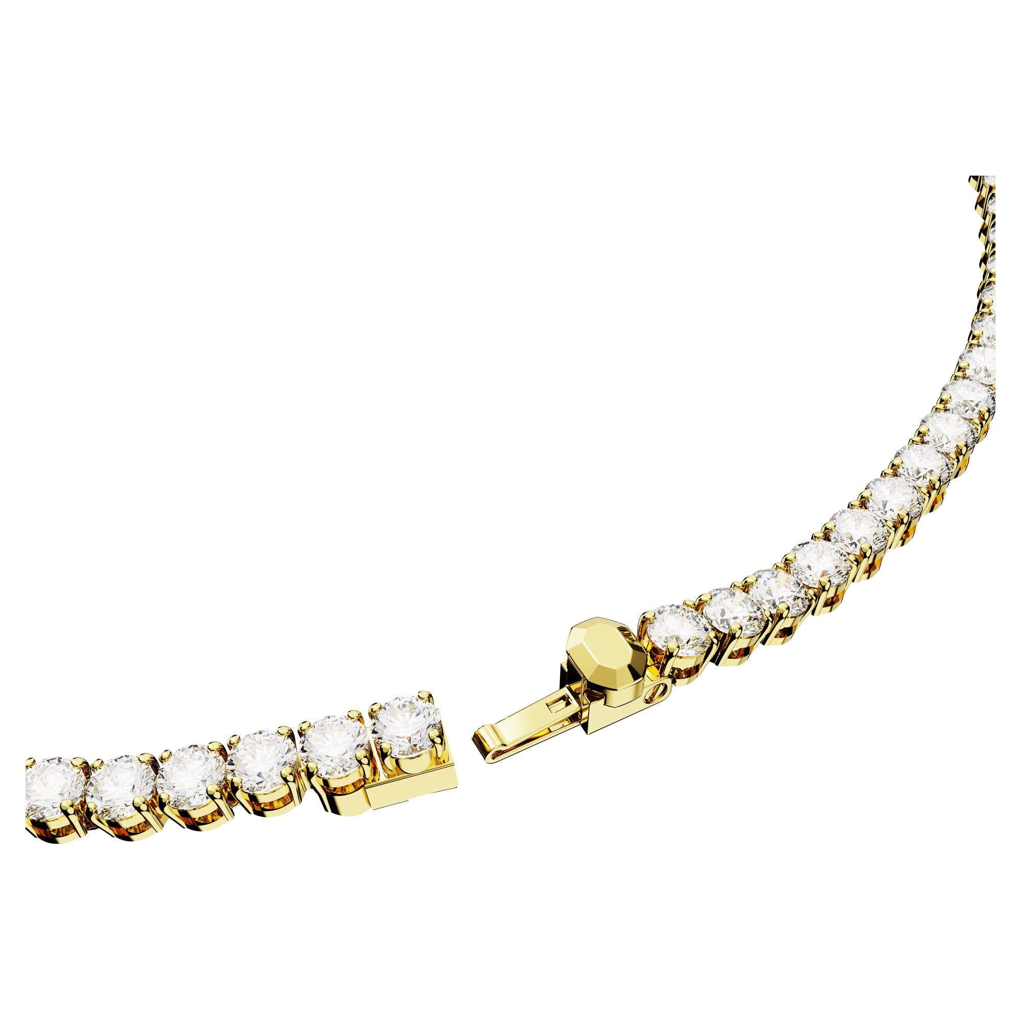 Swarovski Naszyjnik Matrix Tennis, Szlif okrągły, Biały, Powłoka w odcieniu złota