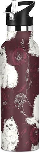 Miniatura 10 de Buffalo Plaid Check Yellow Rose Gold - Botella de agua a prueba de fugas y sin bisfenol A (BPA) con aislamiento deportivo con pajitas a prueba de