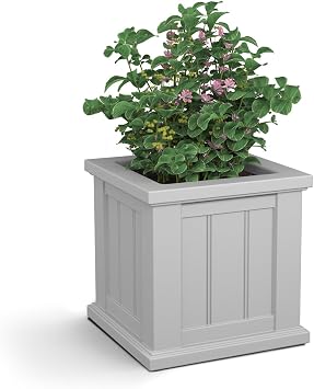 Mayne Cape Cod 14in Self-Watering Square Planter, White | Self-watering, All season, Fade resistant, Double-wall design,