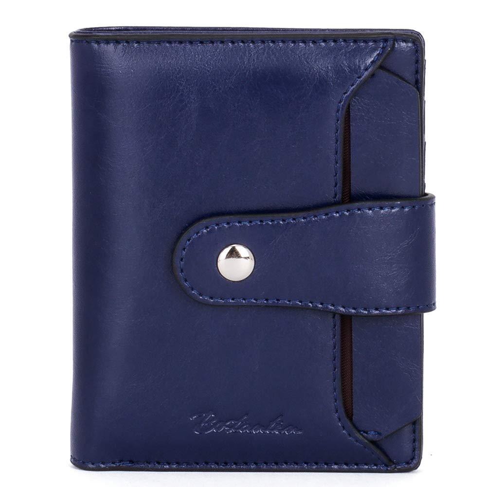 BOSTANTENWomen Leather Wallet RFID Blocking Small Bifold Zipper Pocket Wallet Card Case Purse with ID Window