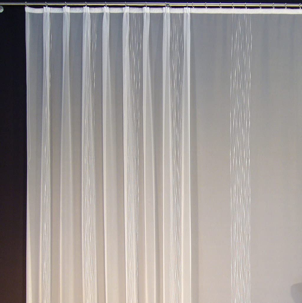 Hochwertige Fertiggardine Voile Store Deko Schal mit Stickerei Faltenband Bleiband Bergamo 185 x 300 cm (HöhexBreite)