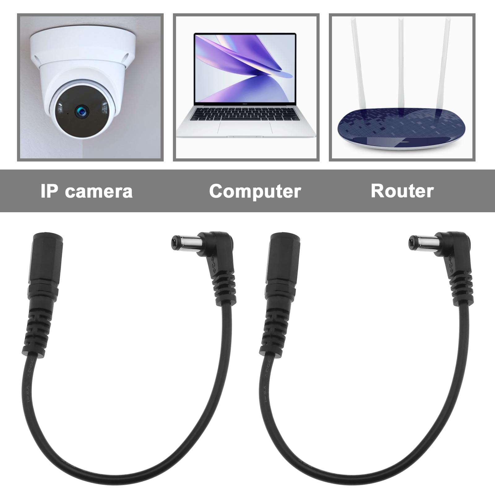 DC Verlängerungskabel 2er Pack - 90° Winkel, 5,5x2,1mm Für LED & Kameras