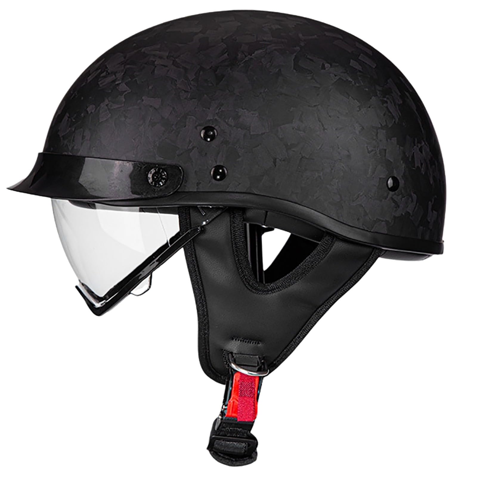 Kask motocyklowy vintage z wizjerem, kask z włókna węglowego dla kobiet i mężczyzn, kask do cruiser, motoroweru i skutera, homologacja ECE