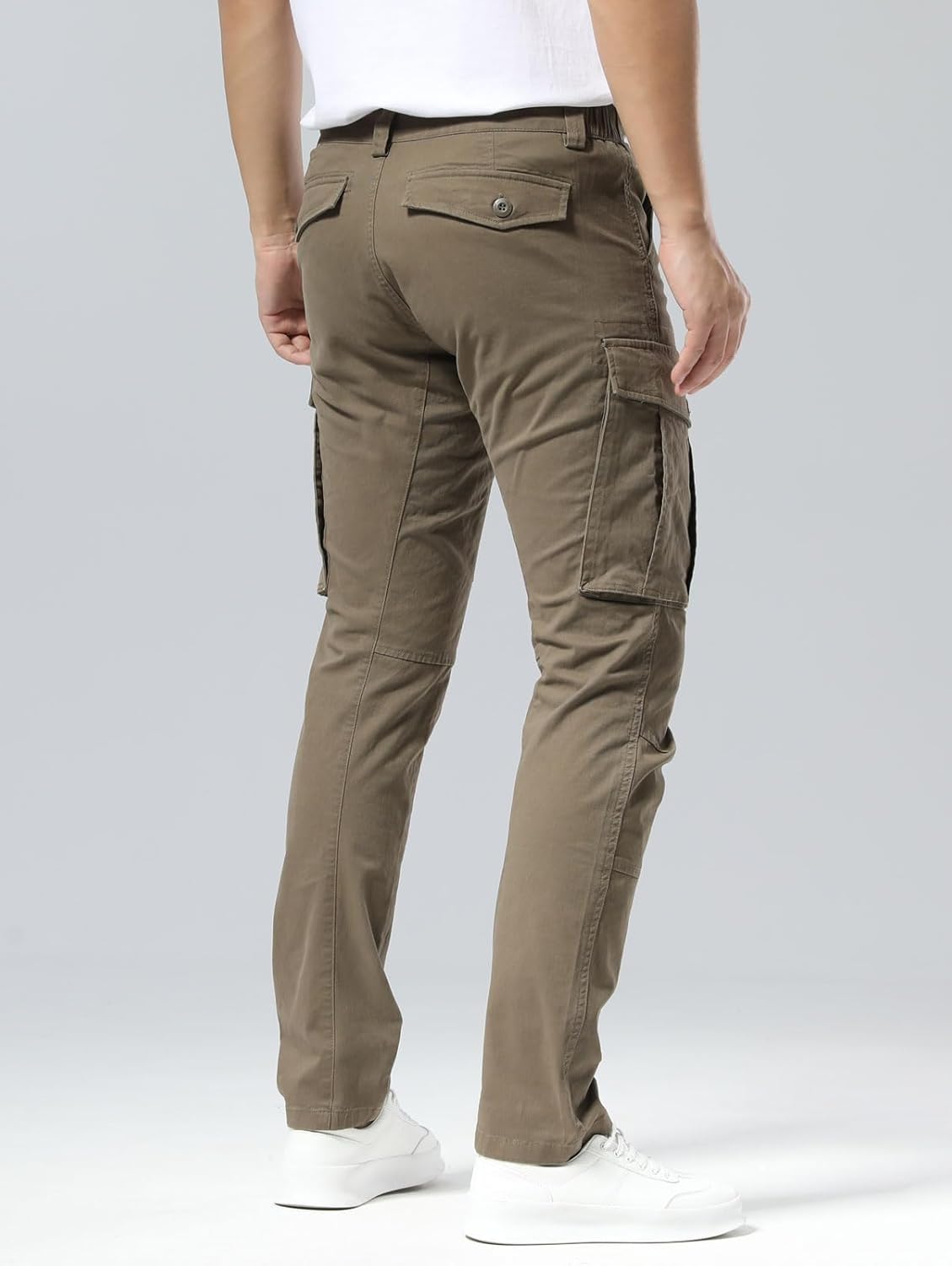 Plaid&Plain Men's Cargo Pants Slim Fit with Articulated Knees - Image 6