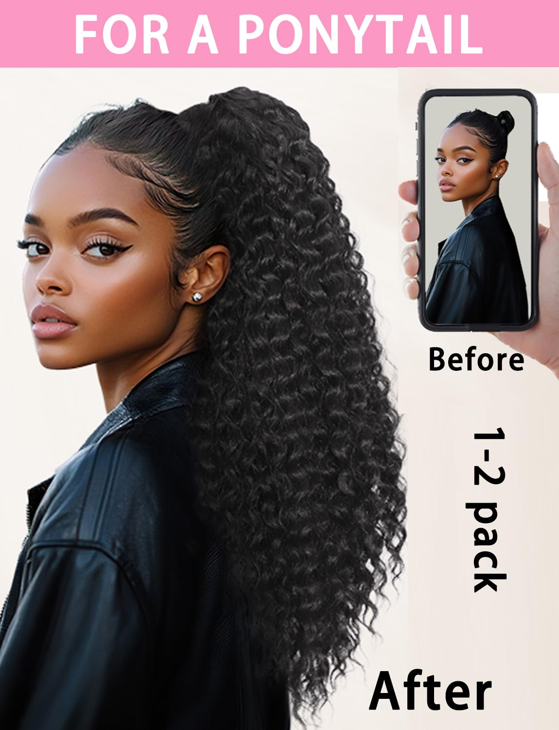 Human Crochet Hair Curly 18inch 120g Crochet Human Hair Pre Looped Deep Wave Crochet Bundle Pre-Separated Feather Knotless Invisible Curly Crochet Hair for Black Women 1B
