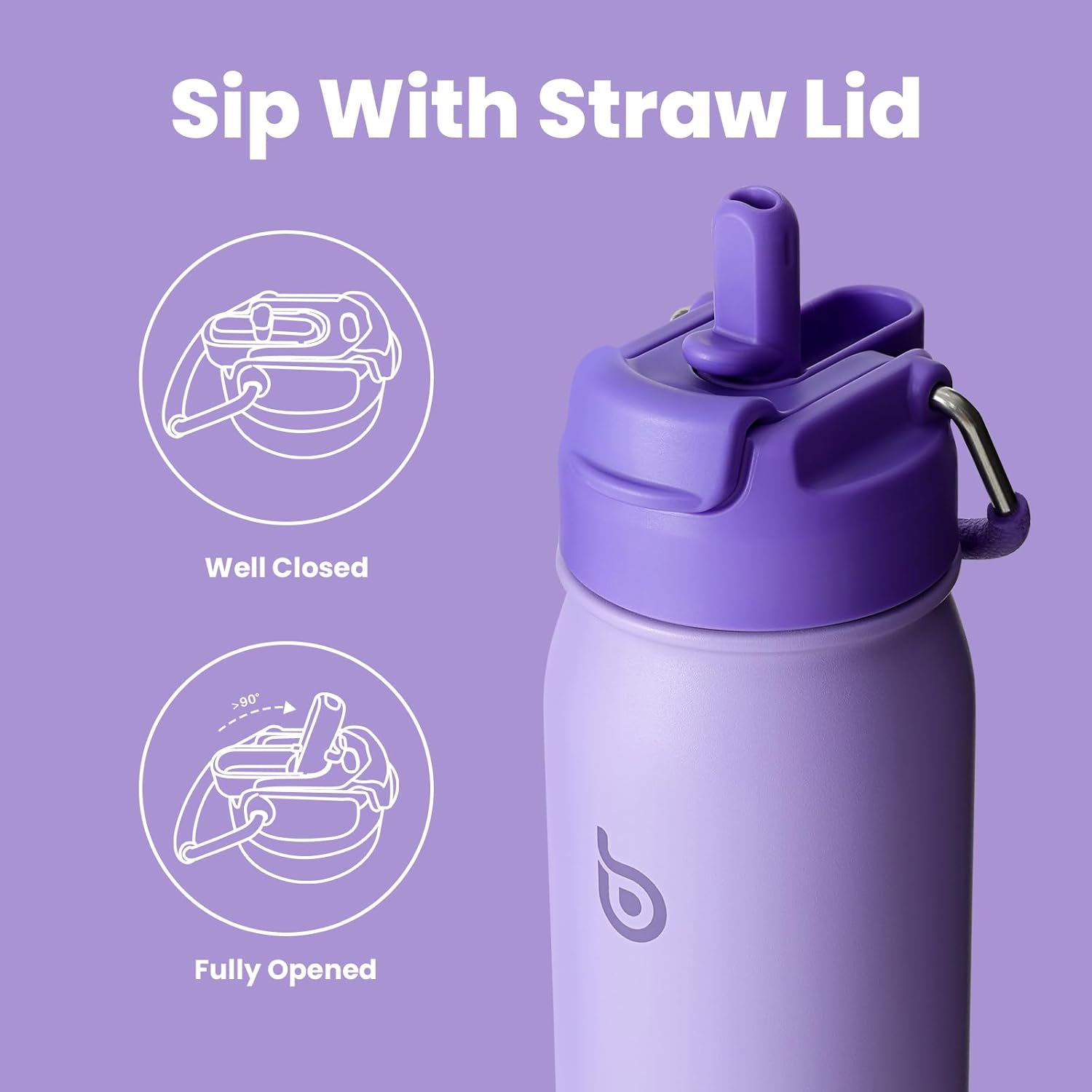 BOTTLE BOTTLE 16 oz sports water bottle stainless steel insulated kids water bottle with straw and pills holder for gifts and school (purple) - Image 3