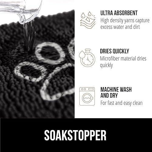 Miniatura 4 de Gorilla Grip Tapete de felpilla absorbente para interiores, parte trasera de goma, lavable con patas de perro fangosas, de secado rápido, tapete
