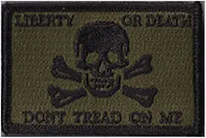 Liberty Or Death Skull & Bones Tactical Patch - Olive Drab