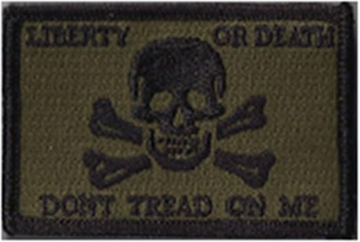 Liberty Or Death Skull & Bones Tactical Patch - Olive Drab