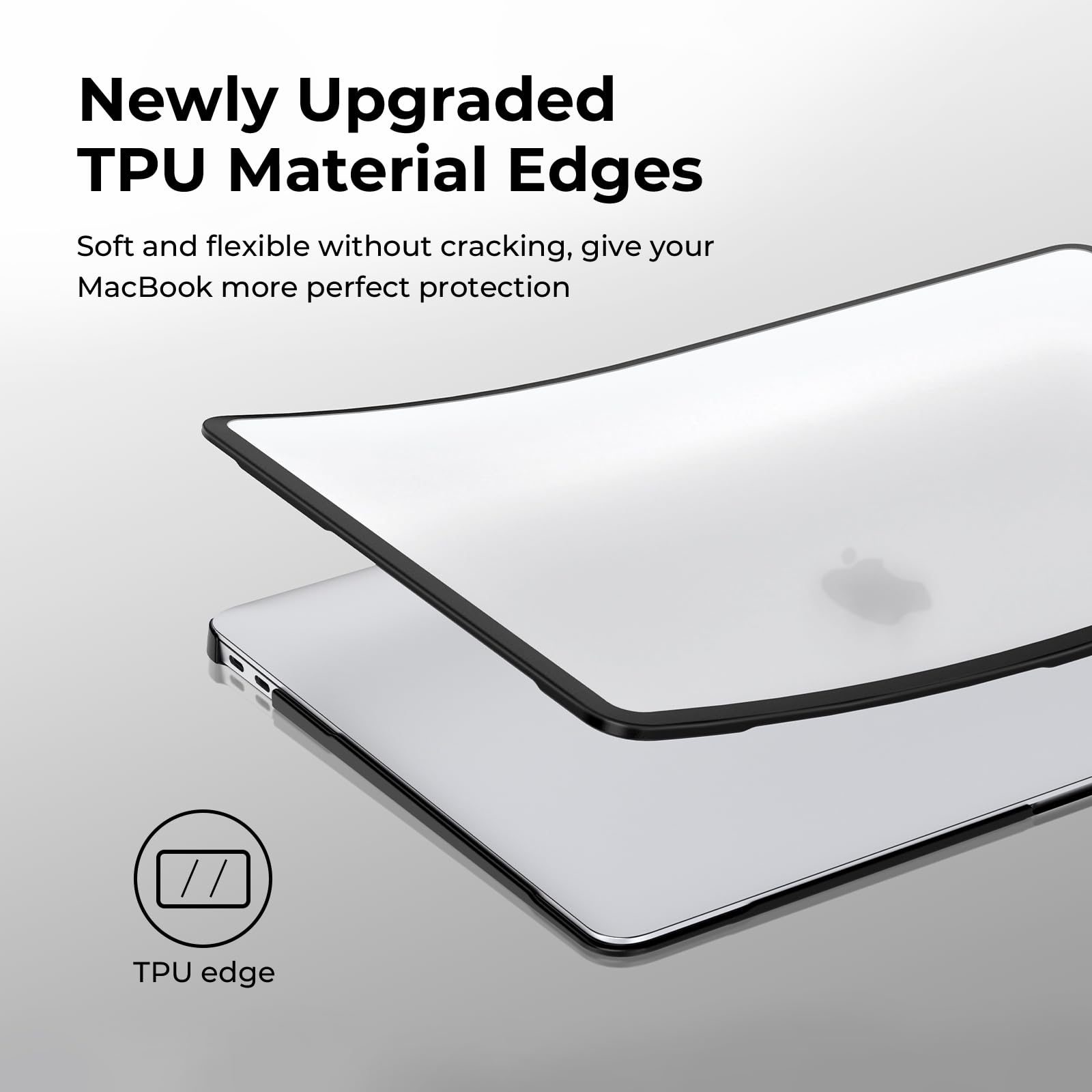 BlueSwan Anti-Cracking Hard Shell Case Compatible with MacBook Air 13 inch, M1 Chip 2018-2021 Model A2337 A2179 A1932, Anti-Fingerprint Soft TPU Bumper, Frosted Clear